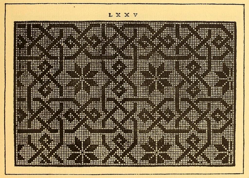 An illustration from La vera perfezione del disegno per punti e recami; riproduzione della edizione di Venezia del 1561 dall'esemplare della Biblioteca Corsiniana in Roma, 1909, leaf 93