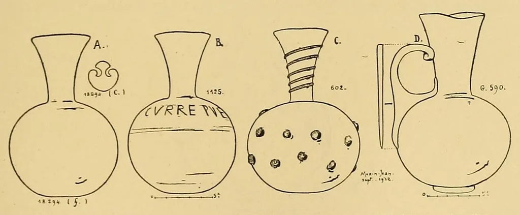 An illustration from La verrerie en Gaule sous l'Empire romain; essai de morphologie et de chronologie, 1913, leaf 119