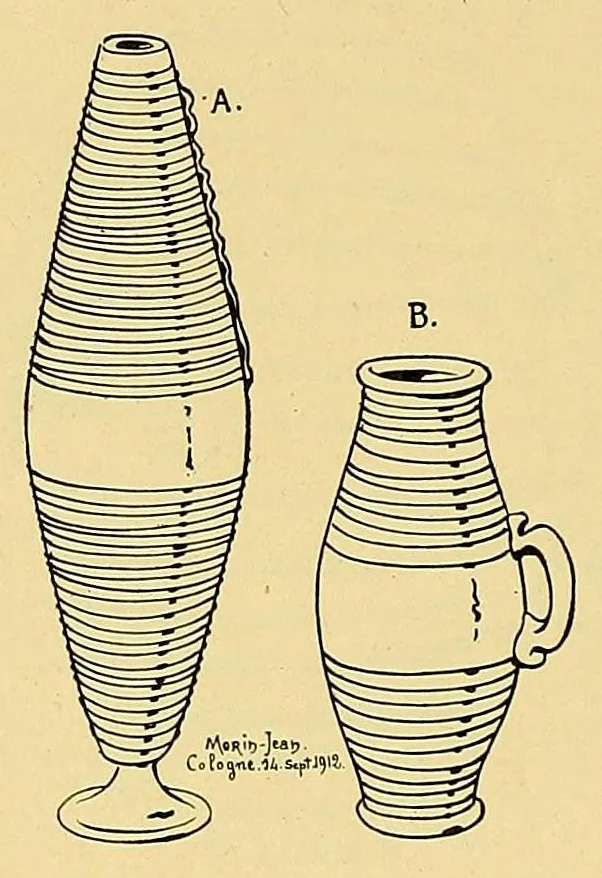 An illustration from La verrerie en Gaule sous l'Empire romain; essai de morphologie et de chronologie, 1913, leaf 208