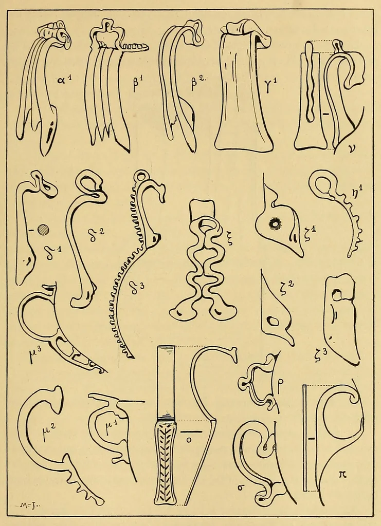 An illustration from La verrerie en Gaule sous l'Empire romain; essai de morphologie et de chronologie, 1913, leaf 61