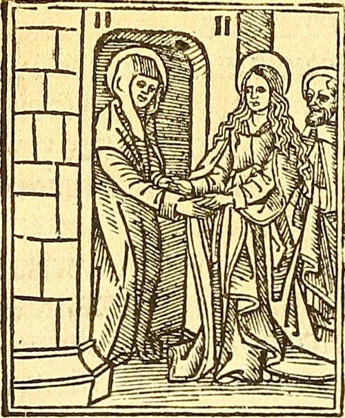 An illustration from La vida y excelencias & miraglos dla sacratissima virgen Maria nuestra señora, 1525, leaf 15
