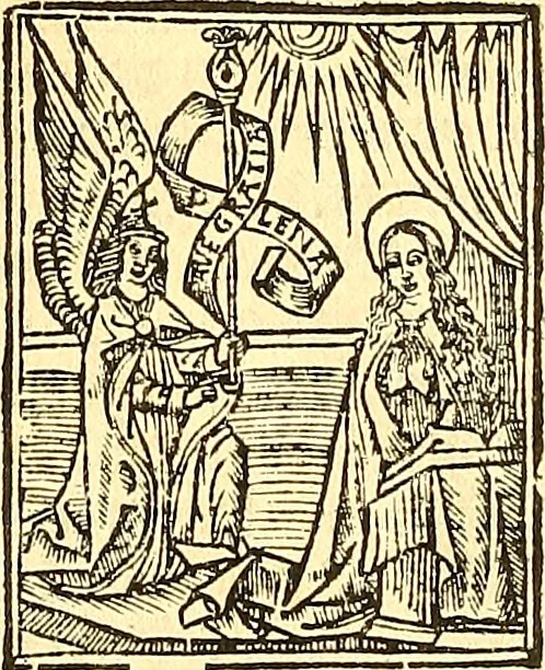 An illustration from La vida y excelencias & miraglos dla sacratissima virgen Maria nuestra señora, 1525, leaf 21