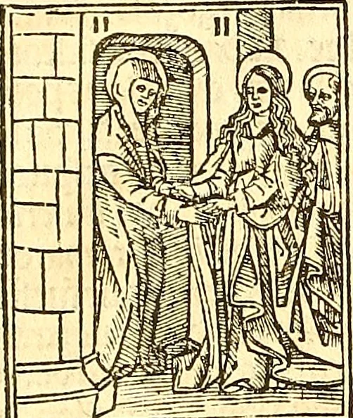 An illustration from La vida y excelencias & miraglos dla sacratissima virgen Maria nuestra señora, 1525, leaf 27