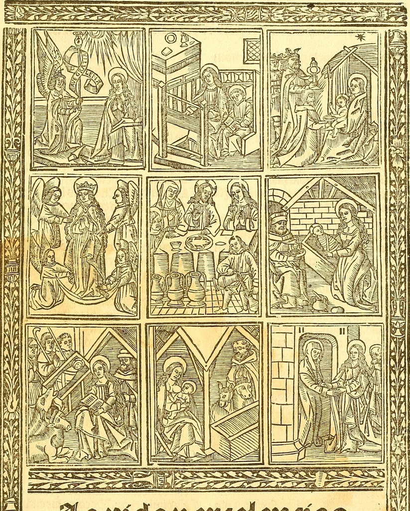 An illustration from La vida y excelencias & miraglos dla sacratissima virgen Maria nuestra señora, 1525, leaf 4