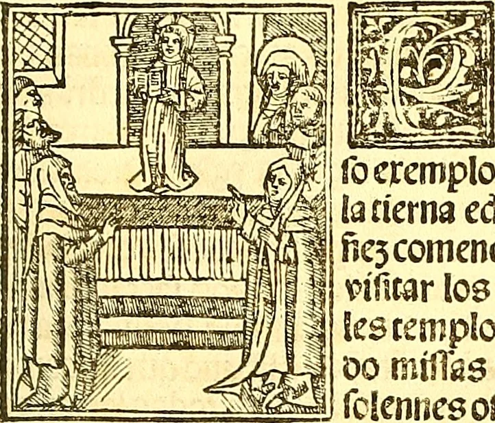 An illustration from La vida y excelencias & miraglos dla sacratissima virgen Maria nuestra señora, 1525, leaf 48