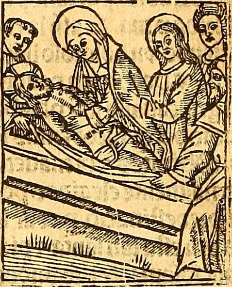 An illustration from La vida y excelencias & miraglos dla sacratissima virgen Maria nuestra señora, 1525, leaf 75