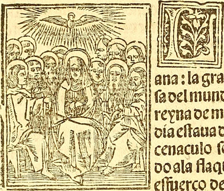 An illustration from La vida y excelencias & miraglos dla sacratissima virgen Maria nuestra señora, 1525, leaf 93