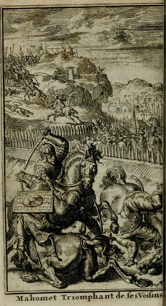 An illustration from La vie de Mahomet : où l'on découvre amplement la verité e l'imposture, 1698, leaf 135