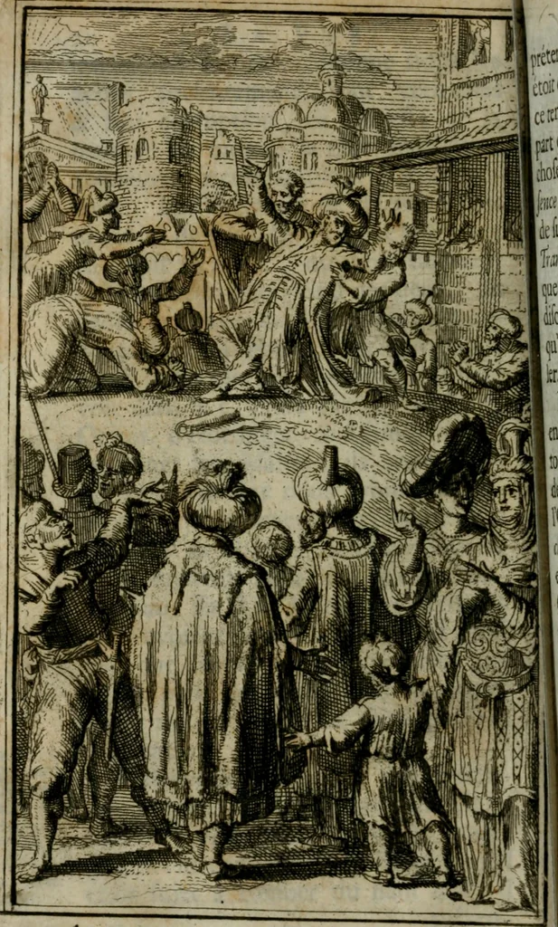 An illustration from La vie de Mahomet : où l'on découvre amplement la verité e l'imposture, 1698, leaf 39