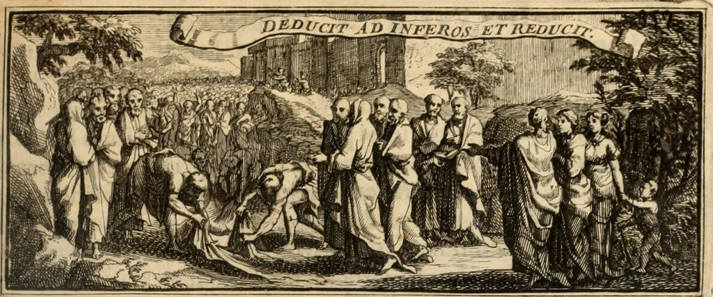 An illustration from La vie de S. Athanase, patriarche d'Alexandrie : divisée en douze livres : qui comprend encore l'histoire de S. Eustathe d'Antioche, de S. Paul de Constantinople, de S. Hilaire de Poitiers, de S. Eusebe de Verceil, des Papes Jules & Libere, & de plusieurs autres Saints; avec la naissance & le progrès de l'Arianisme, 1671, leaf 364