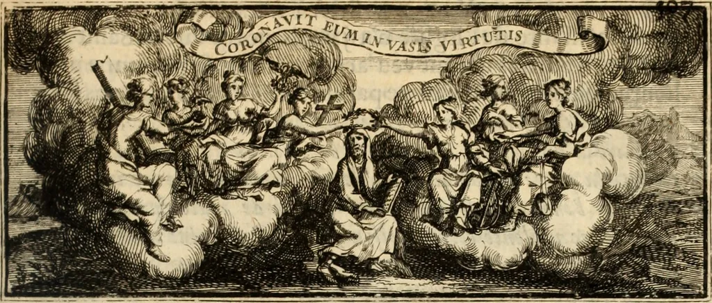 An illustration from La vie de S. Athanase, patriarche d'Alexandrie : divisée en douze livres : qui comprend encore l'histoire de S. Eustathe d'Antioche, de S. Paul de Constantinople, de S. Hilaire de Poitiers, de S. Eusebe de Verceil, des Papes Jules & Libere, & de plusieurs autres Saints; avec la naissance & le progrès de l'Arianisme, 1671, leaf 512