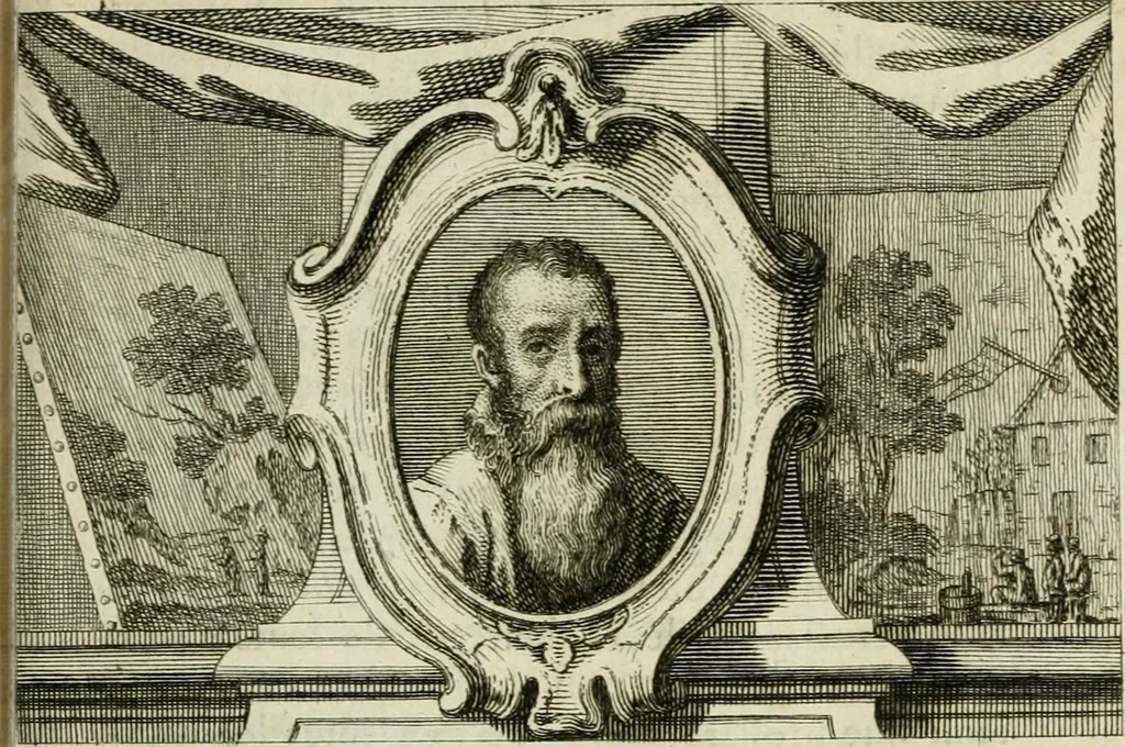 An illustration from La vie des peintres flamands, allemands et hollandois : avec des portraits gravés en taille-douche, une indication de leurs principaux ouvrages, & des réflexions sur leurs différentes manieres, 1753, leaf 122