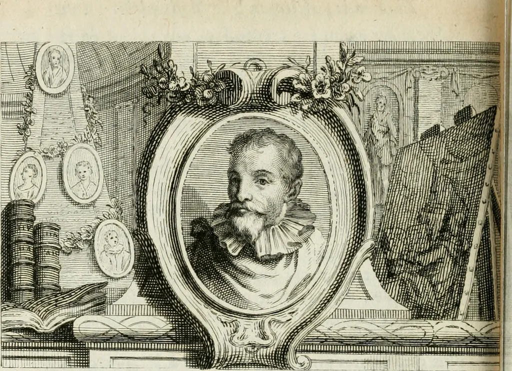An illustration from La vie des peintres flamands, allemands et hollandois : avec des portraits gravés en taille-douche, une indication de leurs principaux ouvrages, & des réflexions sur leurs différentes manieres, 1753, leaf 215