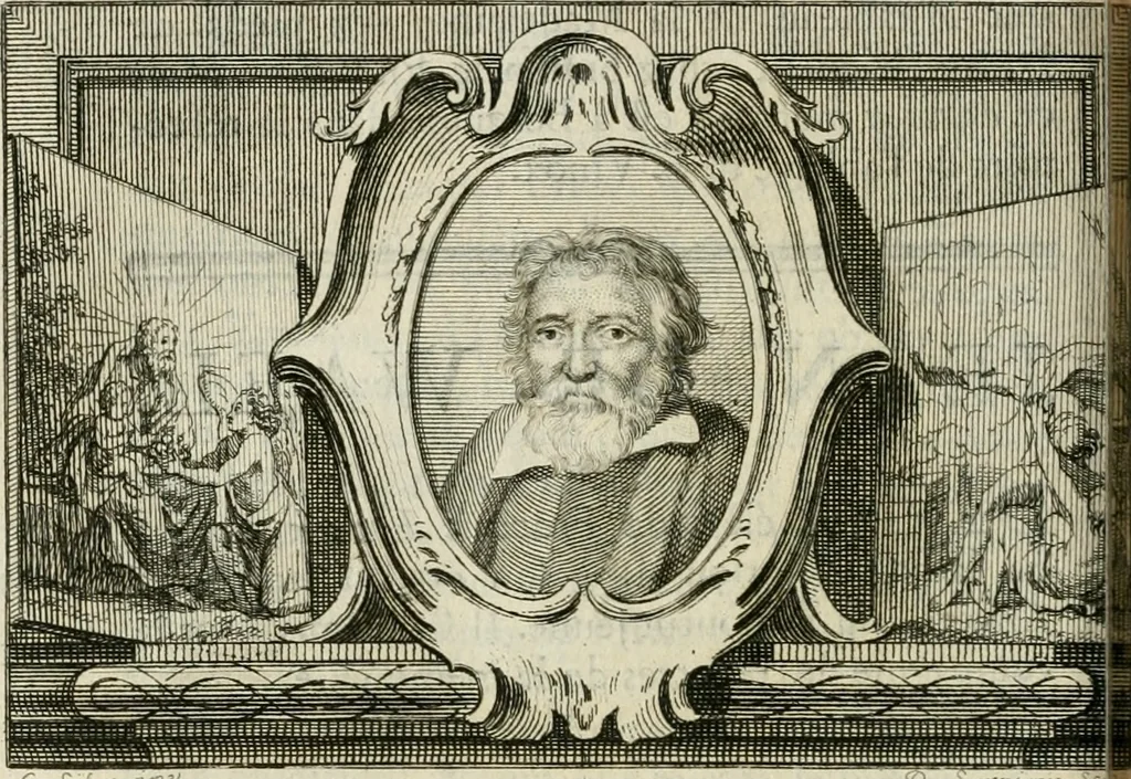An illustration from La vie des peintres flamands, allemands et hollandois : avec des portraits gravés en taille-douche, une indication de leurs principaux ouvrages, & des réflexions sur leurs différentes manieres, 1753, leaf 249