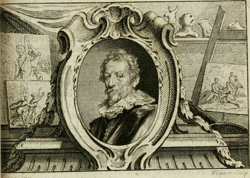 An illustration from La vie des peintres flamands, allemands et hollandois : avec des portraits gravés en taille-douche, une indication de leurs principaux ouvrages, & des réflexions sur leurs différentes manieres, 1753, leaf 258