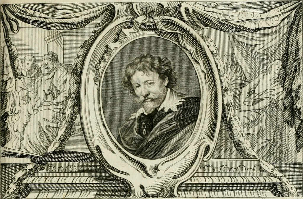 An illustration from La vie des peintres flamands, allemands et hollandois : avec des portraits gravés en taille-douche, une indication de leurs principaux ouvrages, & des réflexions sur leurs différentes manieres, 1753, leaf 318