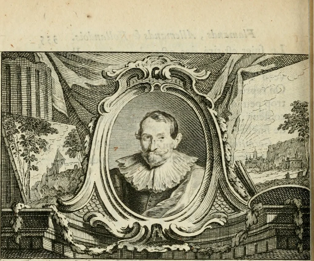 An illustration from La vie des peintres flamands, allemands et hollandois : avec des portraits gravés en taille-douche, une indication de leurs principaux ouvrages, & des réflexions sur leurs différentes manieres, 1753, leaf 357