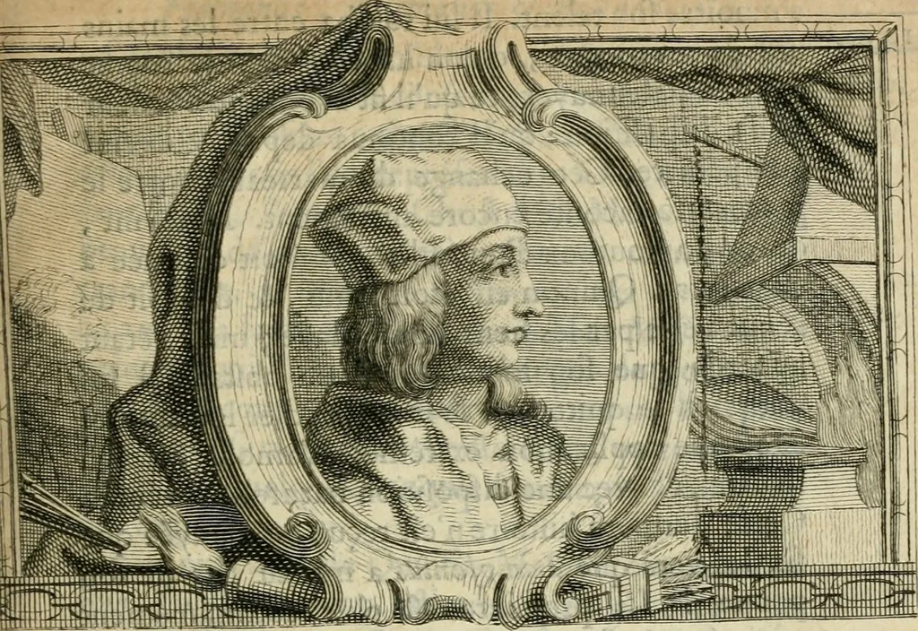 An illustration from La vie des peintres flamands, allemands et hollandois : avec des portraits gravés en taille-douche, une indication de leurs principaux ouvrages, & des réflexions sur leurs différentes manieres, 1753, leaf 38