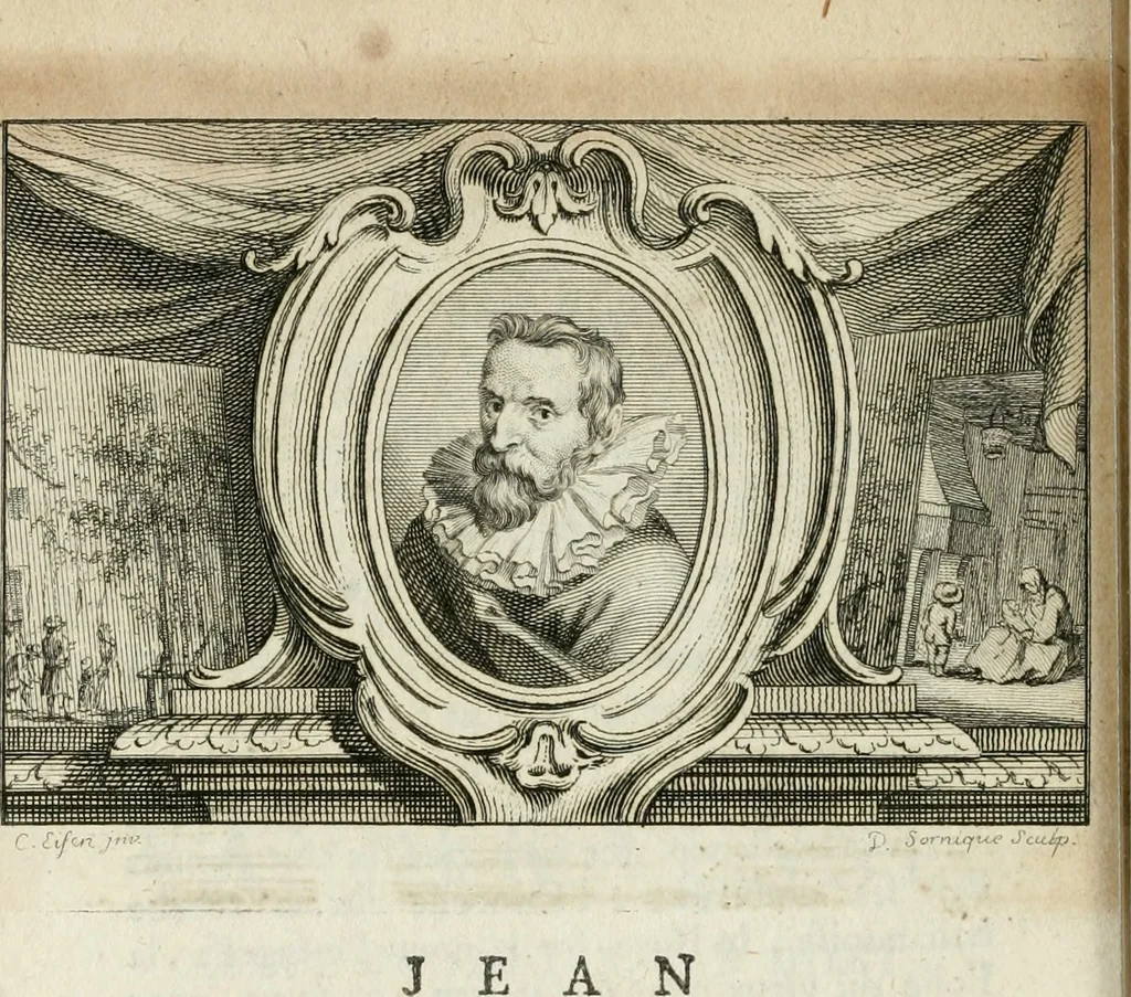 An illustration from La vie des peintres flamands, allemands et hollandois : avec des portraits gravés en taille-douche, une indication de leurs principaux ouvrages, & des réflexions sur leurs différentes manieres, 1753, leaf 397