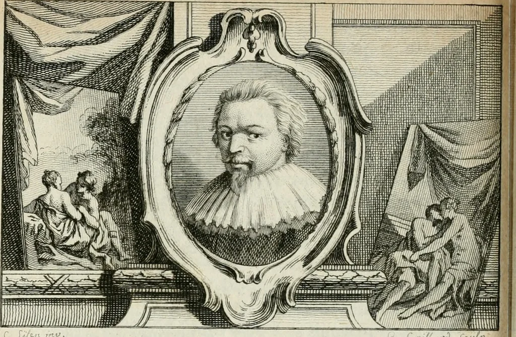 An illustration from La vie des peintres flamands, allemands et hollandois : avec des portraits gravés en taille-douche, une indication de leurs principaux ouvrages, & des réflexions sur leurs différentes manieres, 1753, leaf 403