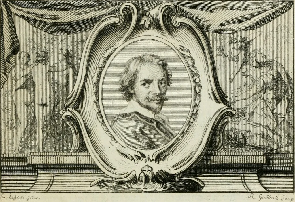 An illustration from La vie des peintres flamands, allemands et hollandois : avec des portraits gravés en taille-douche, une indication de leurs principaux ouvrages, & des réflexions sur leurs différentes manieres, 1753, leaf 432