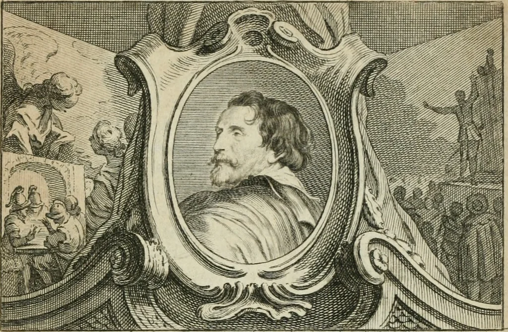 An illustration from La vie des peintres flamands, allemands et hollandois : avec des portraits gravés en taille-douche, une indication de leurs principaux ouvrages, & des réflexions sur leurs différentes manieres, 1753, leaf 446