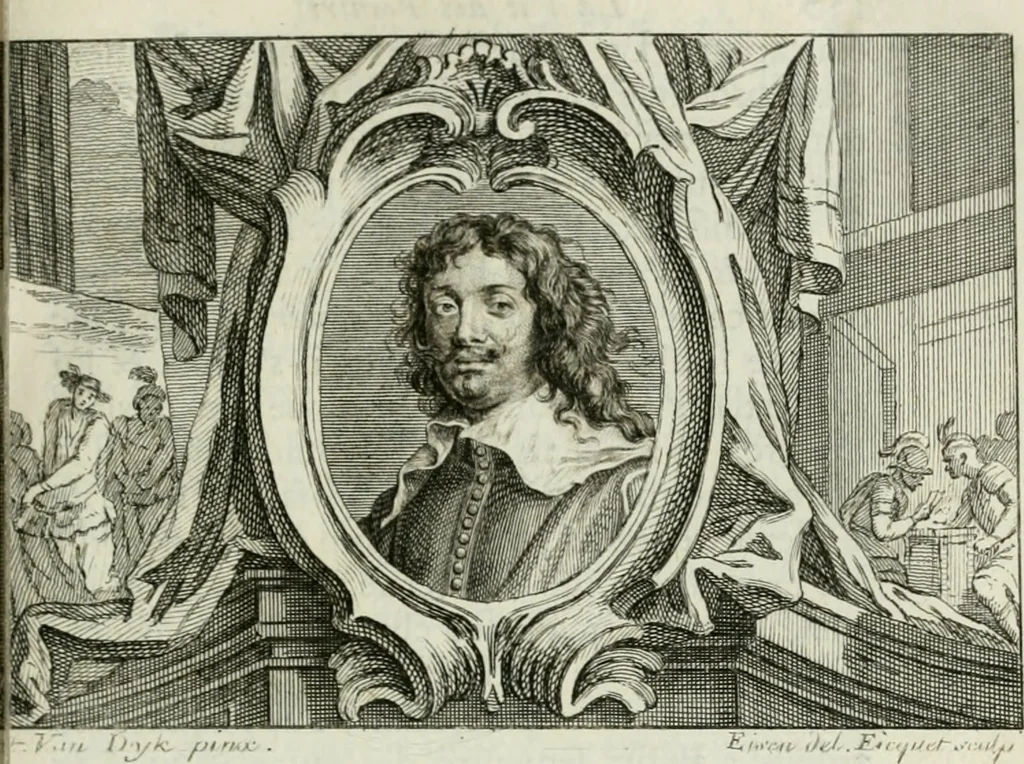 An illustration from La vie des peintres flamands, allemands et hollandois : avec des portraits gravés en taille-douche, une indication de leurs principaux ouvrages, & des réflexions sur leurs différentes manieres, 1753, leaf 136