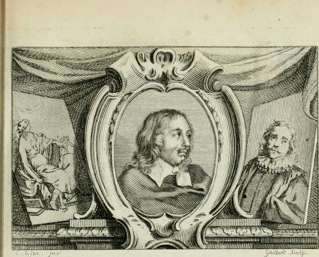 An illustration from La vie des peintres flamands, allemands et hollandois : avec des portraits gravés en taille-douche, une indication de leurs principaux ouvrages, & des réflexions sur leurs différentes manieres, 1753, leaf 148