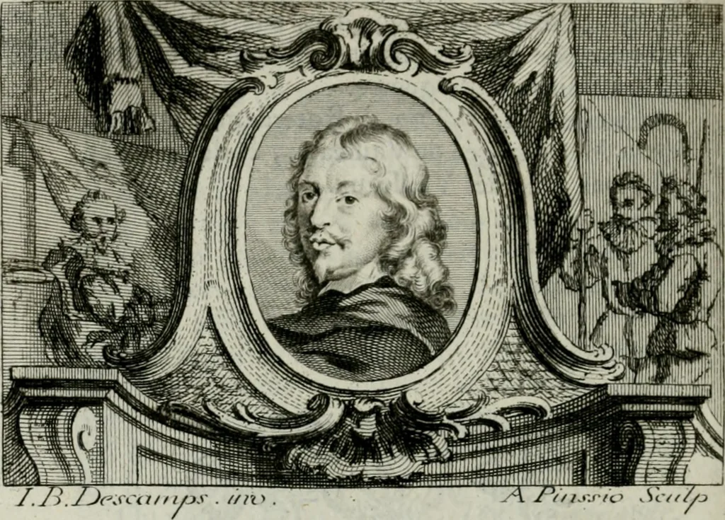 An illustration from La vie des peintres flamands, allemands et hollandois : avec des portraits gravés en taille-douche, une indication de leurs principaux ouvrages, & des réflexions sur leurs différentes manieres, 1753, leaf 193