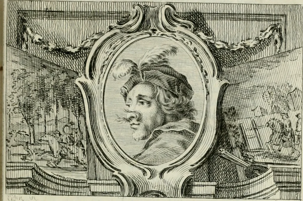 An illustration from La vie des peintres flamands, allemands et hollandois : avec des portraits gravés en taille-douche, une indication de leurs principaux ouvrages, & des réflexions sur leurs différentes manieres, 1753, leaf 212