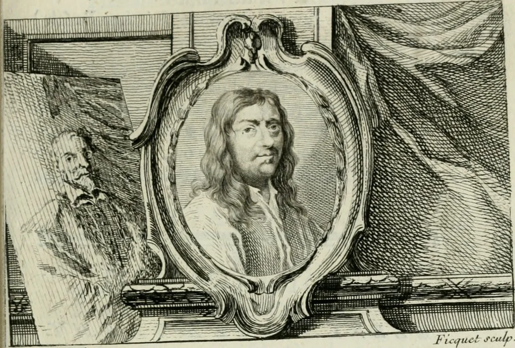 An illustration from La vie des peintres flamands, allemands et hollandois : avec des portraits gravés en taille-douche, une indication de leurs principaux ouvrages, & des réflexions sur leurs différentes manieres, 1753, leaf 286