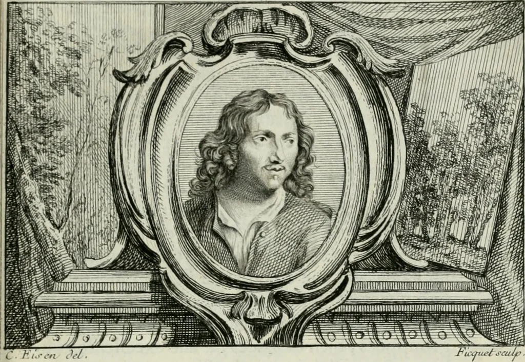 An illustration from La vie des peintres flamands, allemands et hollandois : avec des portraits gravés en taille-douche, une indication de leurs principaux ouvrages, & des réflexions sur leurs différentes manieres, 1753, leaf 324