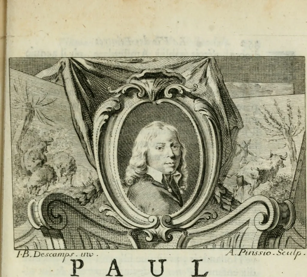 An illustration from La vie des peintres flamands, allemands et hollandois : avec des portraits gravés en taille-douche, une indication de leurs principaux ouvrages, & des réflexions sur leurs différentes manieres, 1753, leaf 358