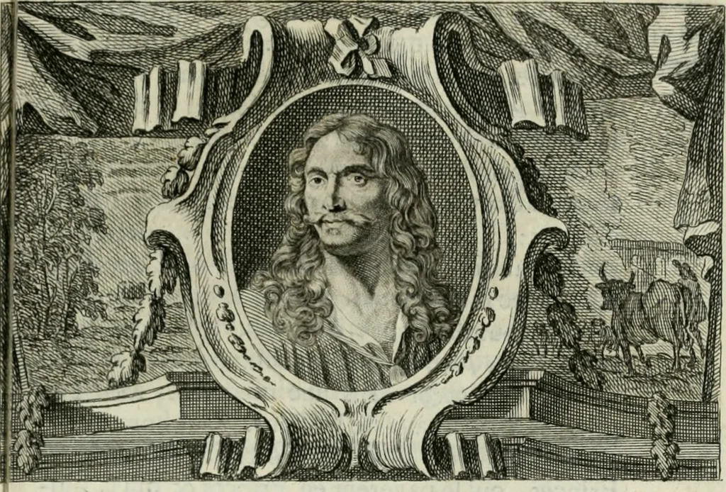 An illustration from La vie des peintres flamands, allemands et hollandois : avec des portraits gravés en taille-douche, une indication de leurs principaux ouvrages, & des réflexions sur leurs différentes manieres, 1753, leaf 444