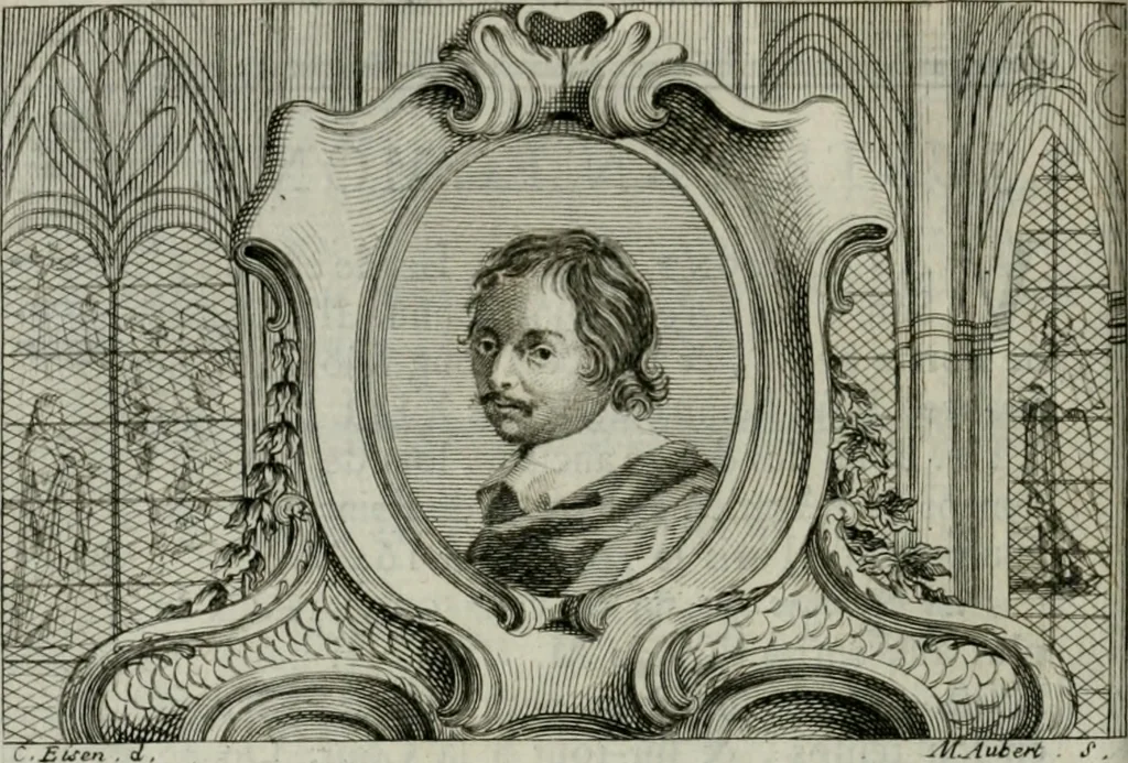 An illustration from La vie des peintres flamands, allemands et hollandois : avec des portraits gravés en taille-douche, une indication de leurs principaux ouvrages, & des réflexions sur leurs différentes manieres, 1753, leaf 77