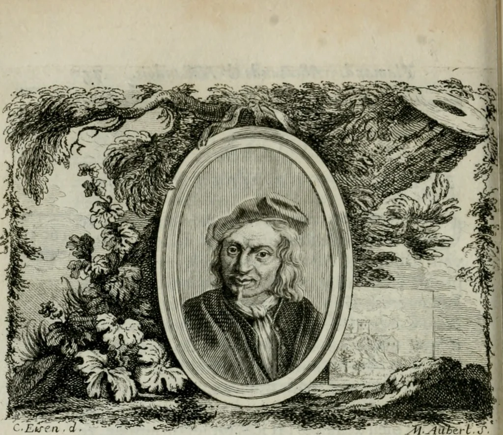 An illustration from La vie des peintres flamands, allemands et hollandois : avec des portraits gravés en taille-douche, une indication de leurs principaux ouvrages, & des réflexions sur leurs différentes manieres, 1753, leaf 81