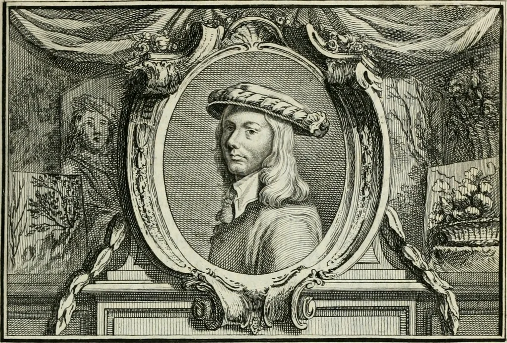 An illustration from La vie des peintres flamands, allemands et hollandois : avec des portraits gravés en taille-douche, une indication de leurs principaux ouvrages, & des réflexions sur leurs différentes manieres, 1753, leaf 104