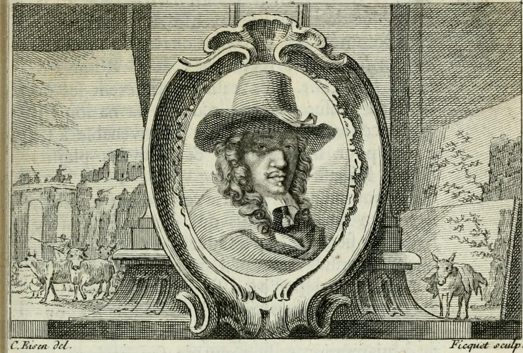 An illustration from La vie des peintres flamands, allemands et hollandois : avec des portraits gravés en taille-douche, une indication de leurs principaux ouvrages, & des réflexions sur leurs différentes manieres, 1753, leaf 130