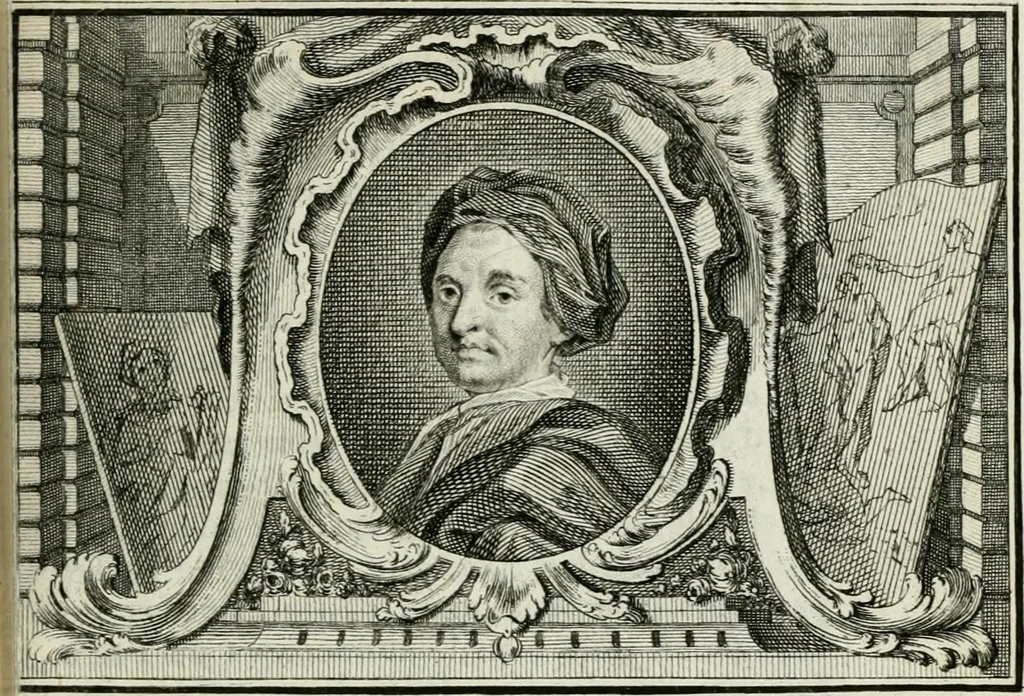 An illustration from La vie des peintres flamands, allemands et hollandois : avec des portraits gravés en taille-douche, une indication de leurs principaux ouvrages, & des réflexions sur leurs différentes manieres, 1753, leaf 144