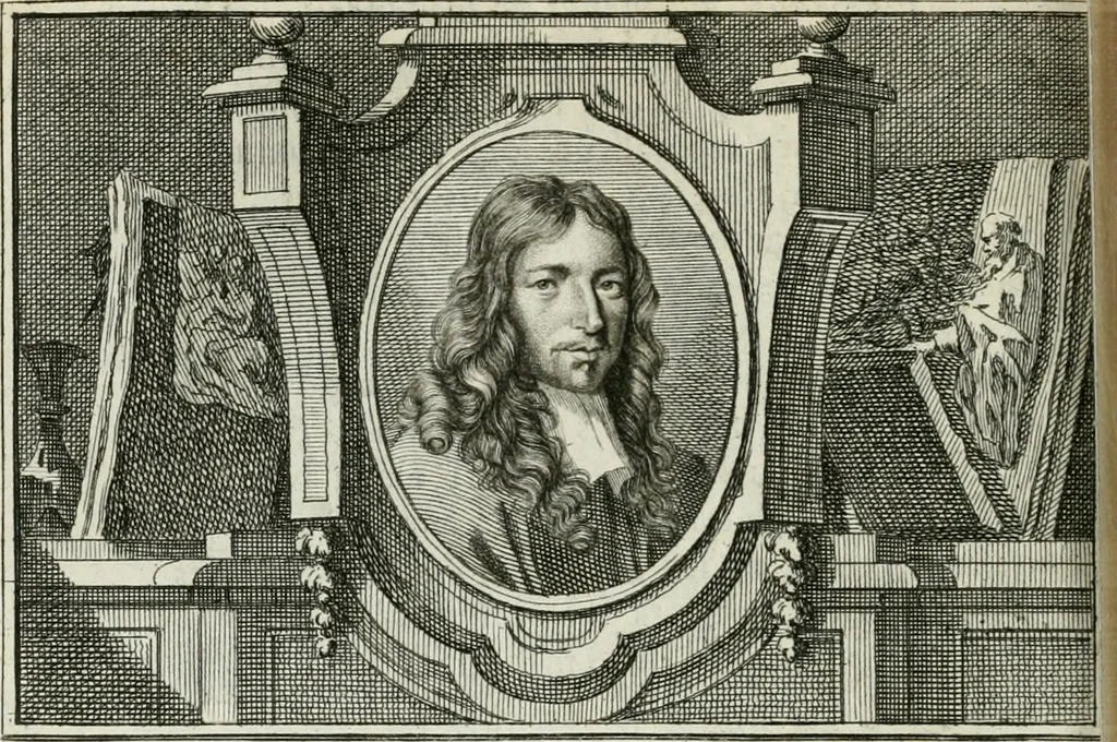 An illustration from La vie des peintres flamands, allemands et hollandois : avec des portraits gravés en taille-douche, une indication de leurs principaux ouvrages, & des réflexions sur leurs différentes manieres, 1753, leaf 203