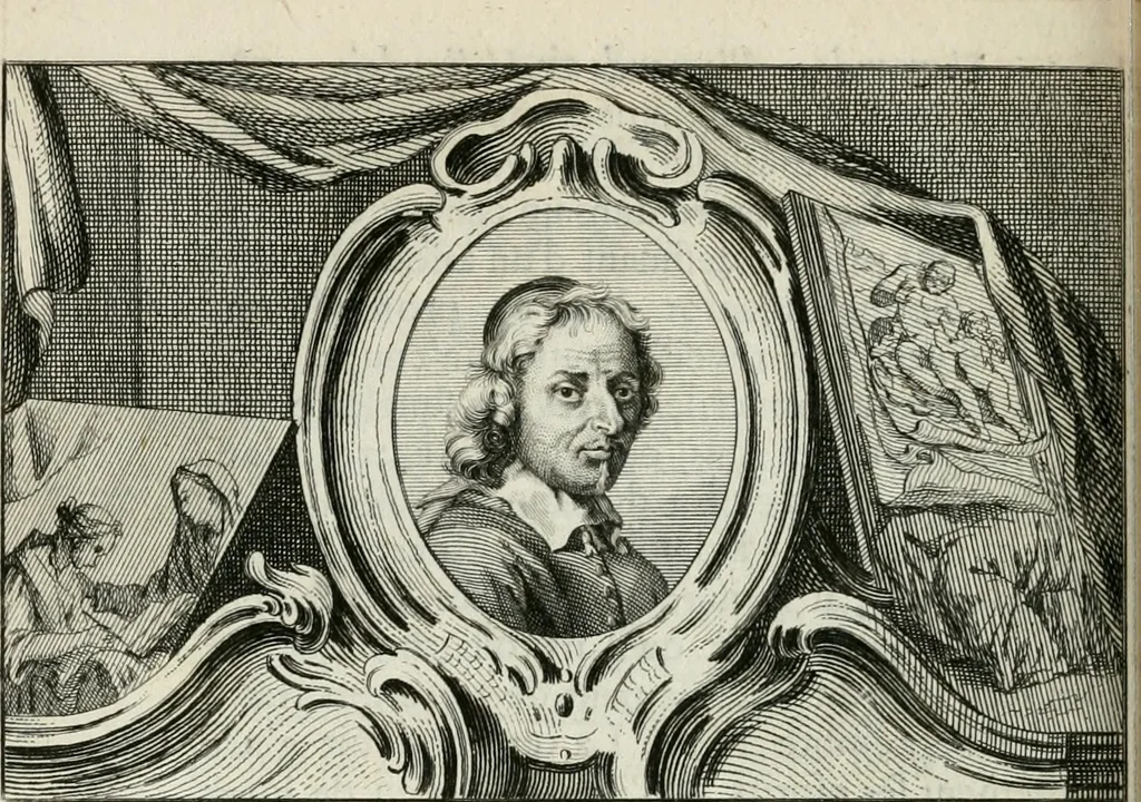 An illustration from La vie des peintres flamands, allemands et hollandois : avec des portraits gravés en taille-douche, une indication de leurs principaux ouvrages, & des réflexions sur leurs différentes manieres, 1753, leaf 303