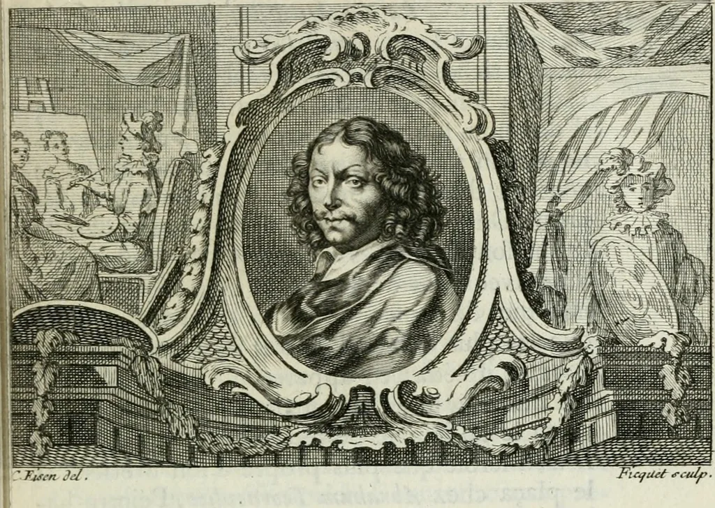 An illustration from La vie des peintres flamands, allemands et hollandois : avec des portraits gravés en taille-douche, une indication de leurs principaux ouvrages, & des réflexions sur leurs différentes manieres, 1753, leaf 32