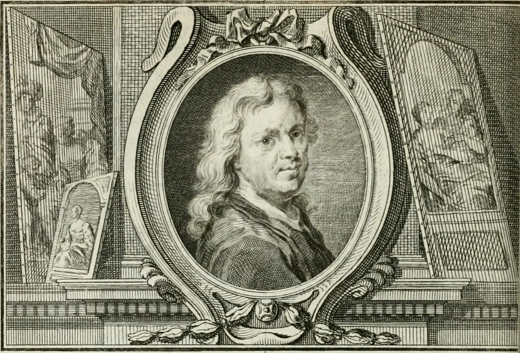 An illustration from La vie des peintres flamands, allemands et hollandois : avec des portraits gravés en taille-douche, une indication de leurs principaux ouvrages, & des réflexions sur leurs différentes manieres, 1753, leaf 345