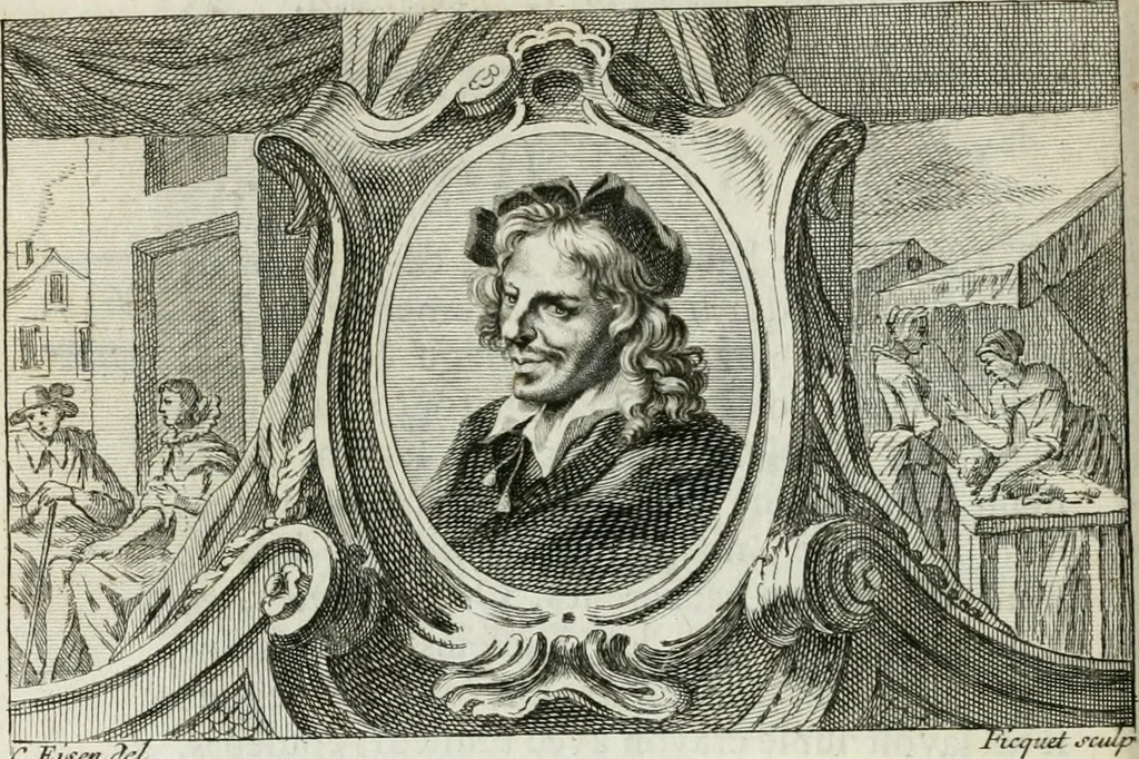 An illustration from La vie des peintres flamands, allemands et hollandois : avec des portraits gravés en taille-douche, une indication de leurs principaux ouvrages, & des réflexions sur leurs différentes manieres, 1753, leaf 45