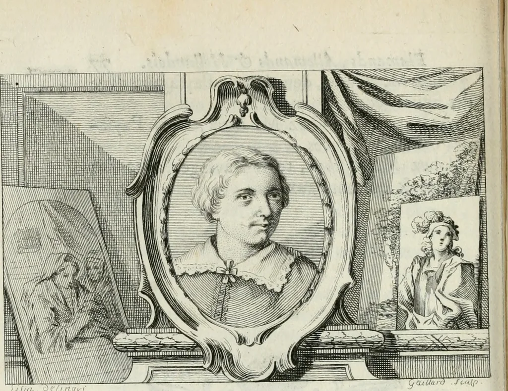 An illustration from La vie des peintres flamands, allemands et hollandois : avec des portraits gravés en taille-douche, une indication de leurs principaux ouvrages, & des réflexions sur leurs différentes manieres, 1753, leaf 97