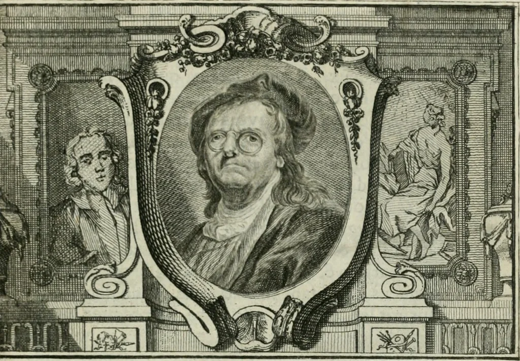 An illustration from La vie des peintres flamands, allemands et hollandois : avec des portraits gravés en taille-douche, une indication de leurs principaux ouvrages, & des réflexions sur leurs différentes manieres, 1753, leaf 106