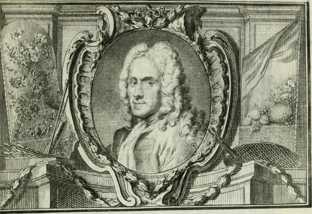 An illustration from La vie des peintres flamands, allemands et hollandois : avec des portraits gravés en taille-douche, une indication de leurs principaux ouvrages, & des réflexions sur leurs différentes manieres, 1753, leaf 208