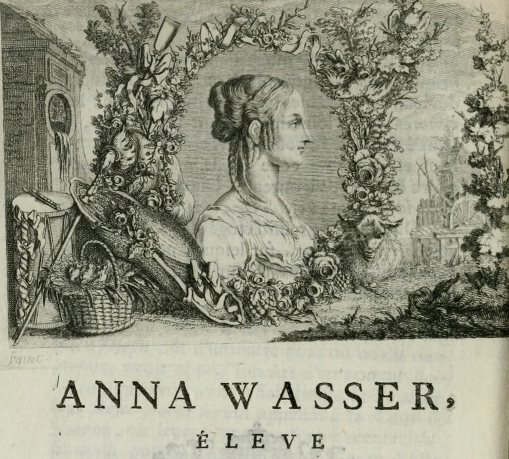 An illustration from La vie des peintres flamands, allemands et hollandois : avec des portraits gravés en taille-douche, une indication de leurs principaux ouvrages, & des réflexions sur leurs différentes manieres, 1753, leaf 213