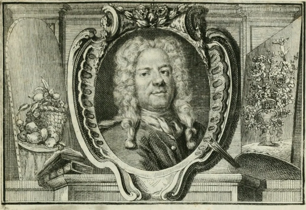 An illustration from La vie des peintres flamands, allemands et hollandois : avec des portraits gravés en taille-douche, une indication de leurs principaux ouvrages, & des réflexions sur leurs différentes manieres, 1753, leaf 220