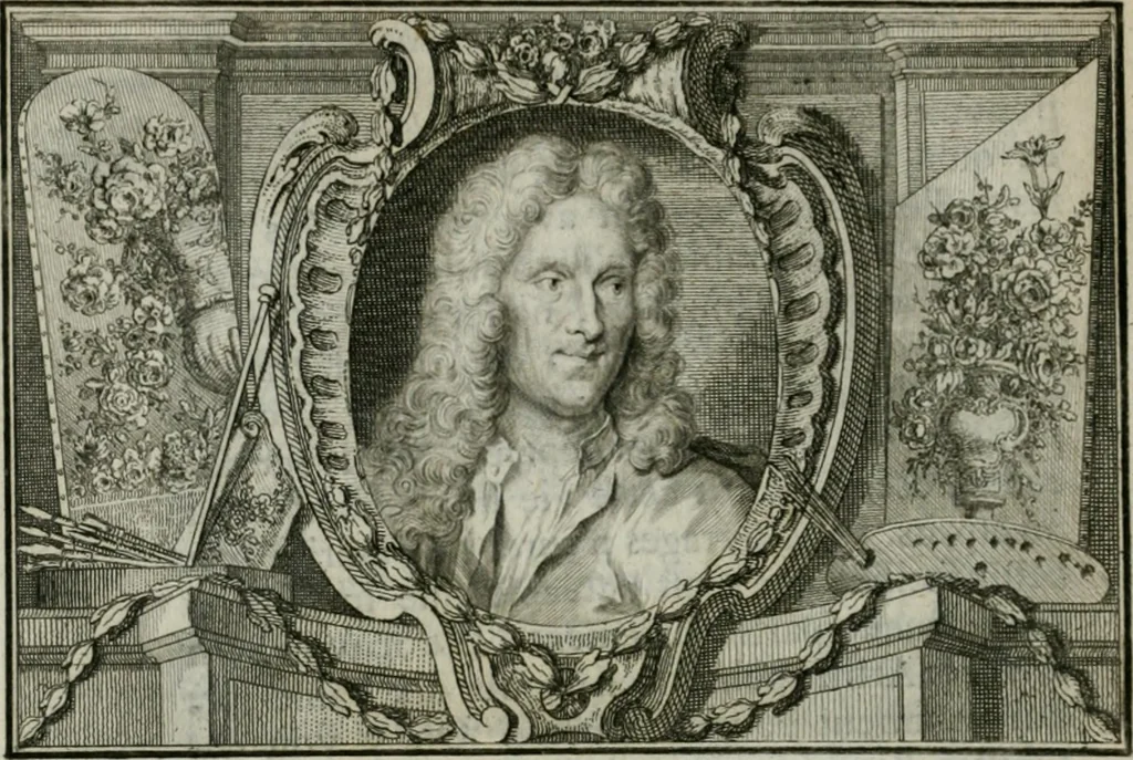An illustration from La vie des peintres flamands, allemands et hollandois : avec des portraits gravés en taille-douche, une indication de leurs principaux ouvrages, & des réflexions sur leurs différentes manieres, 1753, leaf 239